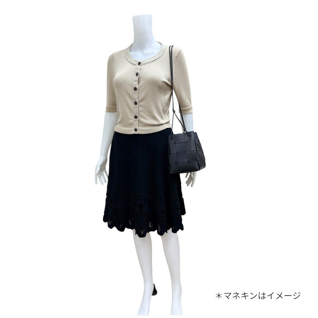 ボッテガヴェネタ スモールカセット マキシイントレチャート ショルダーバッグ レザー ブラック