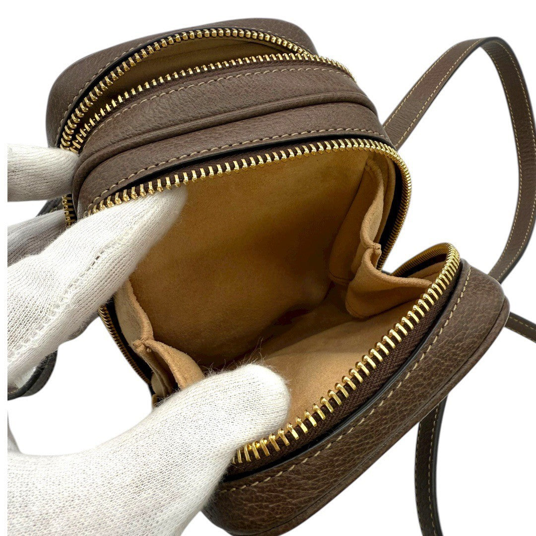 グッチ オフィディア GGスプリーム ミニショルダーバッグ ベージュ ブラウン ゴールド金具 レディース