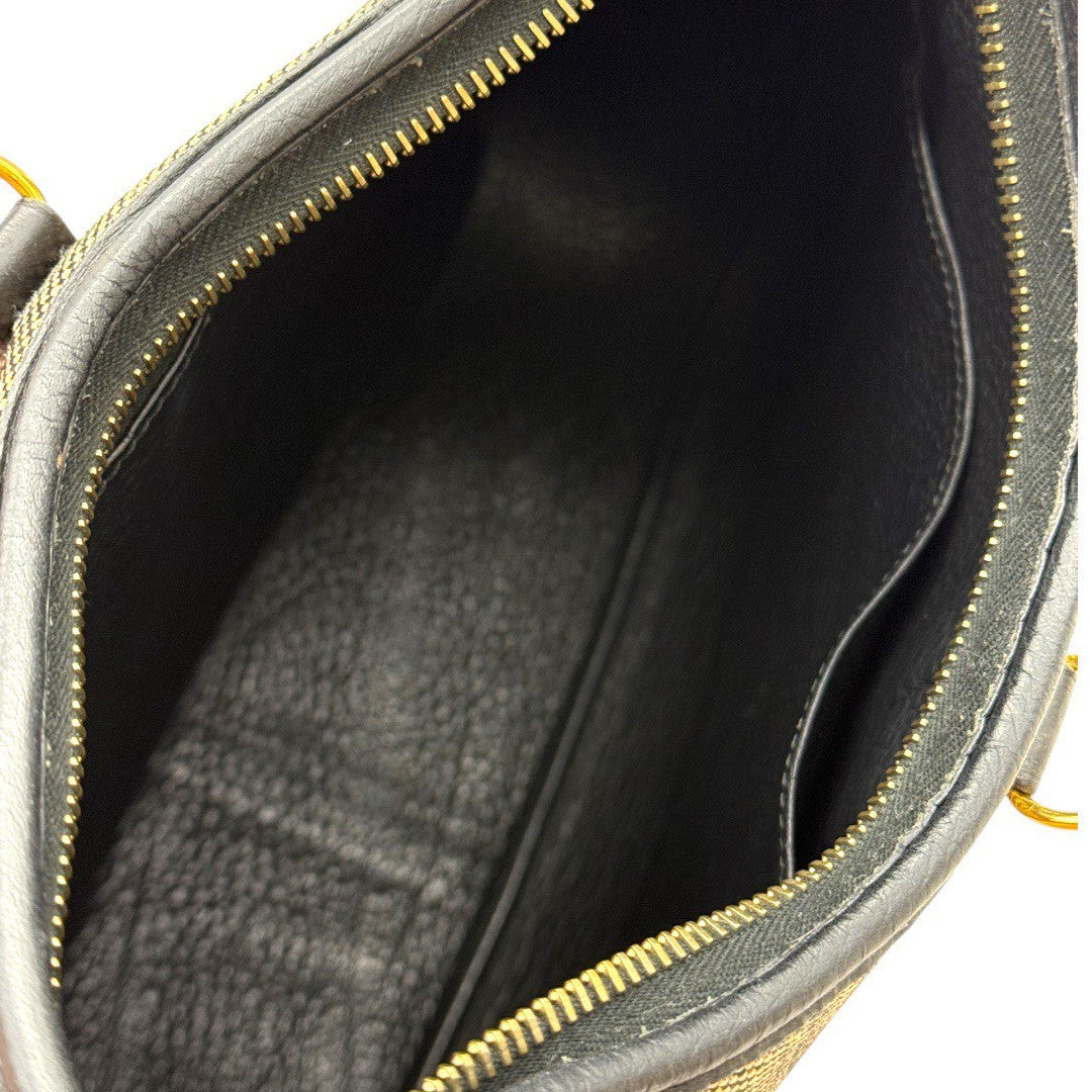 エルメス トリム31 ブラックレザー トワルアッシュ ゴールド金具 キャンバス