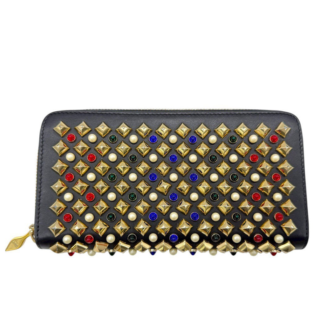 クリスチャンルブタン パネトーネ スパイク ラウンドファスナー 長財布 3165136 ブラック×マルチカラースタッズ レディース メンズ
