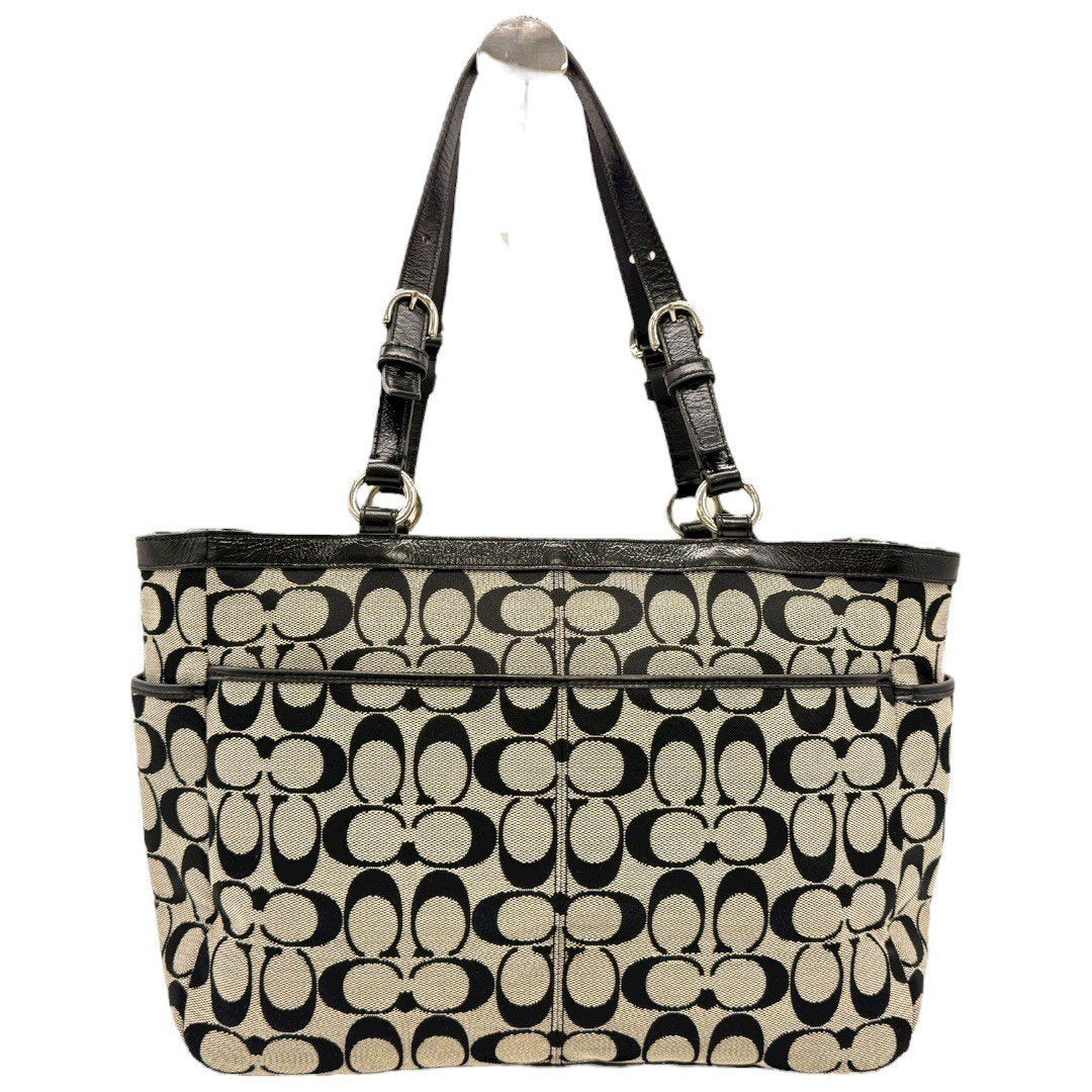 【美品】コーチ シグネチャー トートバッグ キャンバス 黒 ブラック レディース