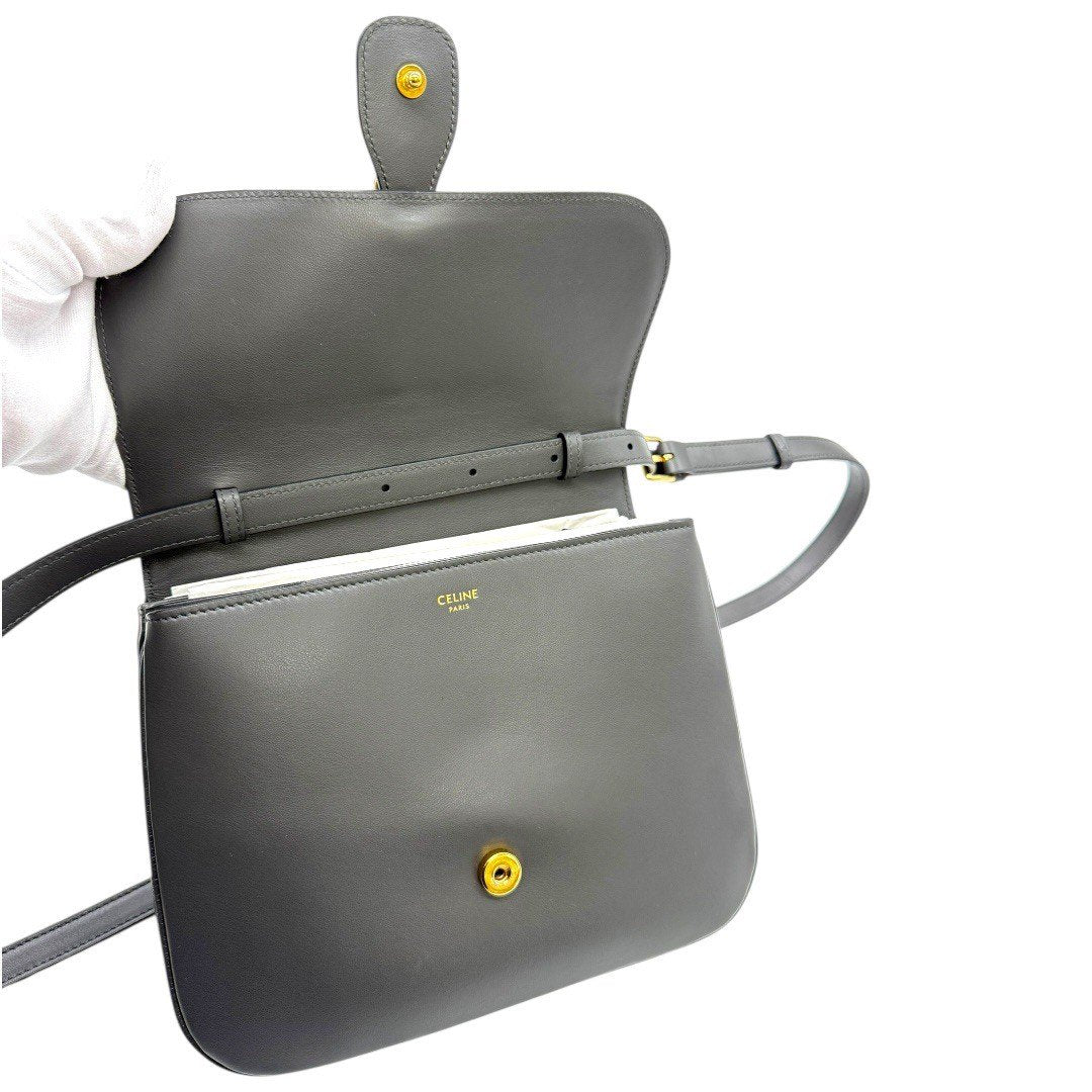 セリーヌ 斜め掛け ショルダーバッグ  ダブゥ バッグ レザーバッグ ポシェット グレー レディース