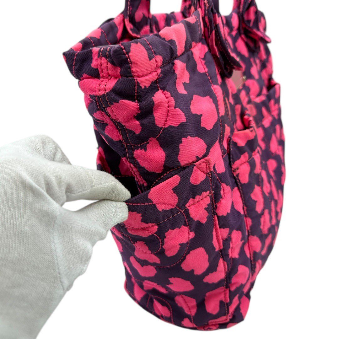 マークバイマークジェイコブス ハート総柄 キルティング トートバッグ 紫×ピンク レディース