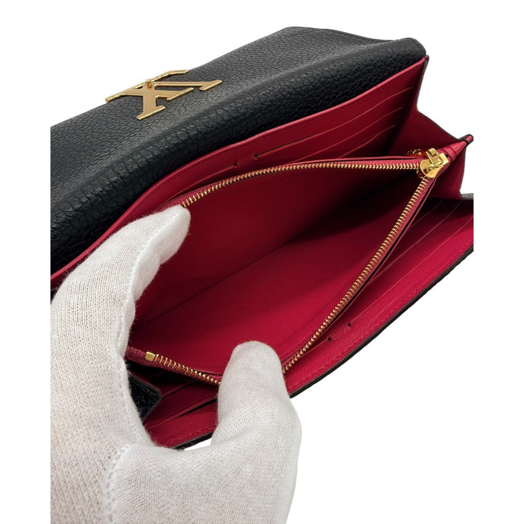 【中古】 ルイヴィトン ポルトフォイユ カプシーヌ 2つ折り長財布  ノワール M61248