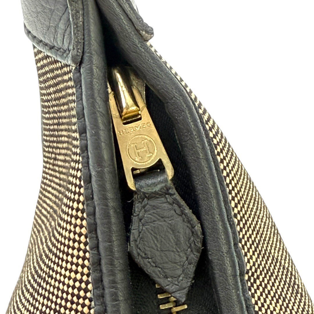 エルメス トリム31 ブラックレザー トワルアッシュ ゴールド金具 キャンバス