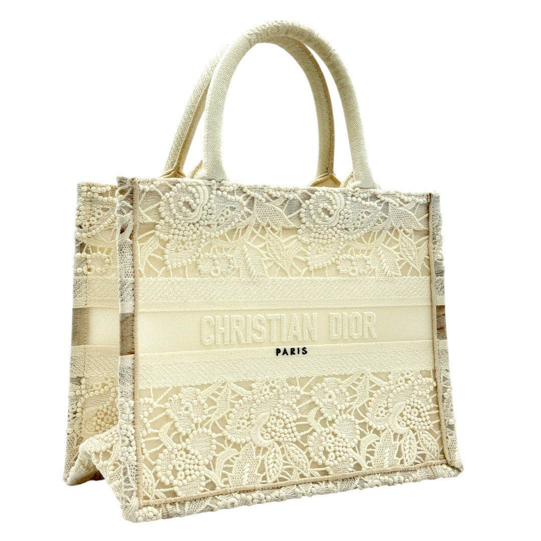 ディオール マクラメレース ブックトート スモール ホワイト キャンバス 白 レディース
