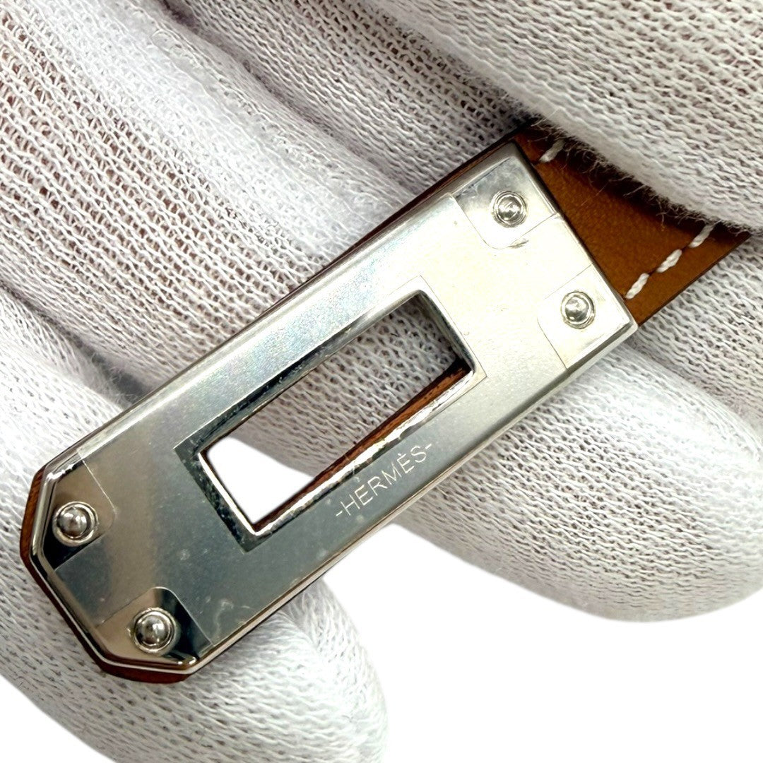 【未使用】エルメス ブレスレット ケリー チョーカー バングル レザー ゴールド スイフト シルバー金具 B刻印