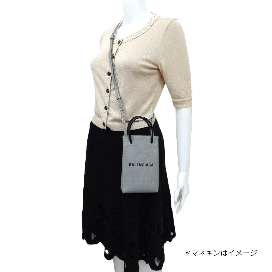 バレンシアガ フォンケース 携帯ケース スマホケース スマホショルダーケース ショルダー タイプ グレー メンズ レディース ユニセックス