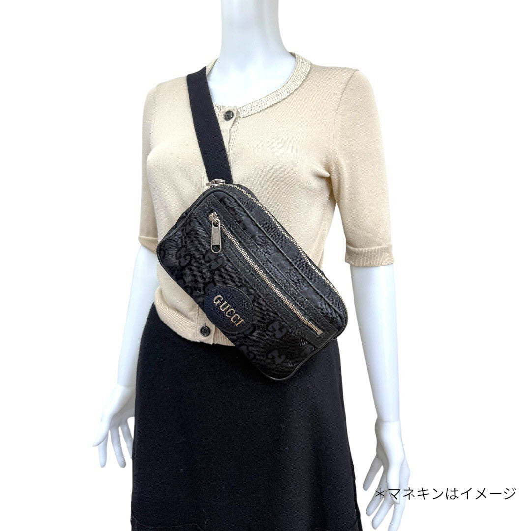 グッチ オブザグリッドバッグ キャンパス×レザー ベルトバッグ 631341 ブラック