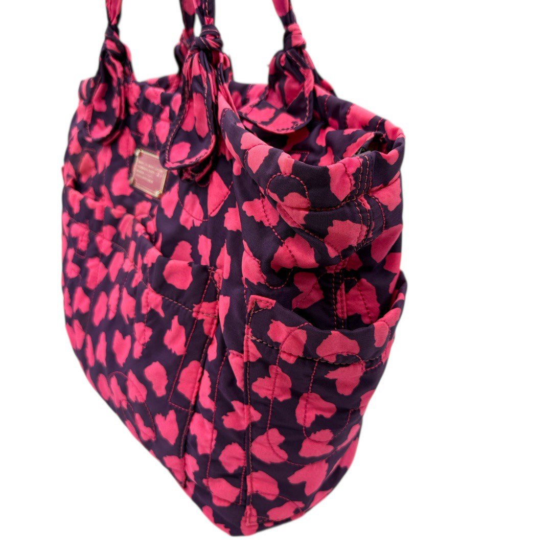 マークバイマークジェイコブス ハート総柄 キルティング トートバッグ 紫×ピンク レディース