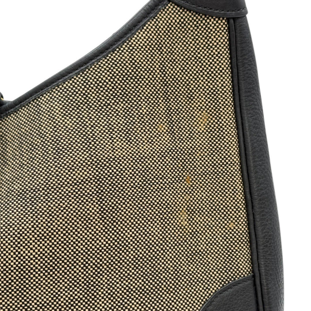 エルメス トリム31 ブラックレザー トワルアッシュ ゴールド金具 キャンバス