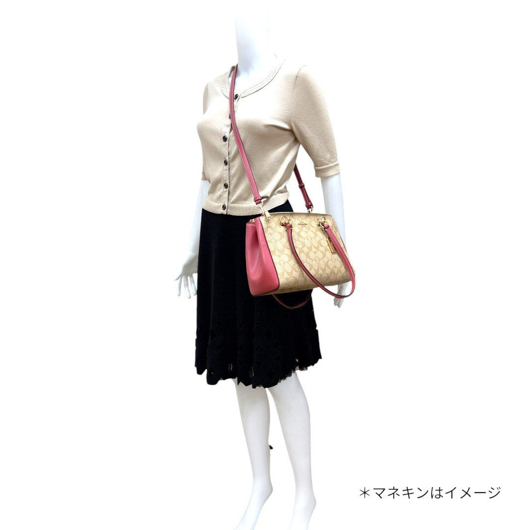 【美品】コーチ シグネクチャー  2WAYショルダーバッグ F77881 レディース ピンク