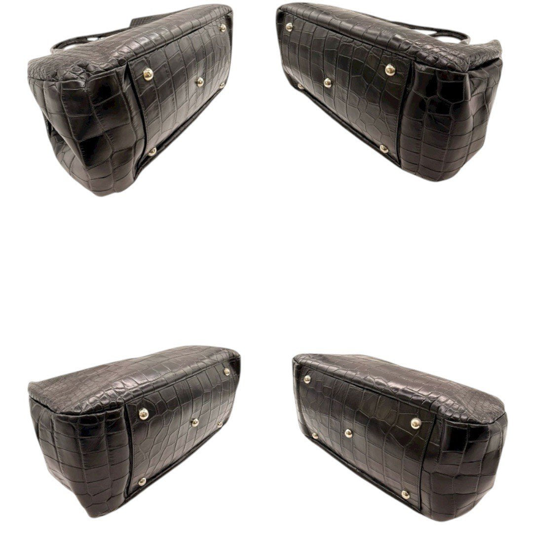 フルラ バッグ ハンドバッグ ショルダーバッグ トートバッグ 黒 ブラック レザー クロコ調  レディース