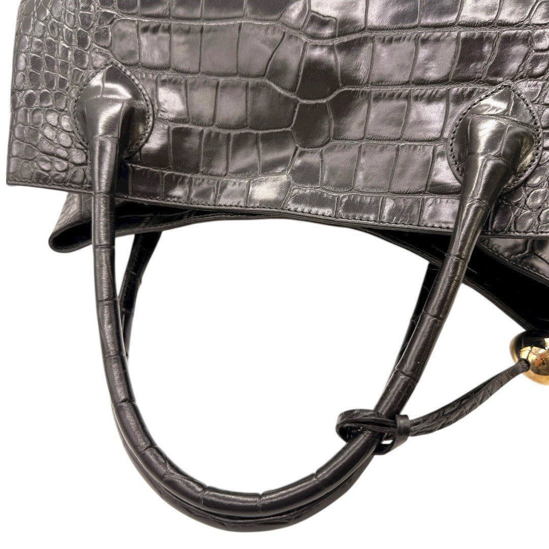 フルラ バッグ ハンドバッグ ショルダーバッグ トートバッグ 黒 ブラック レザー クロコ調  レディース