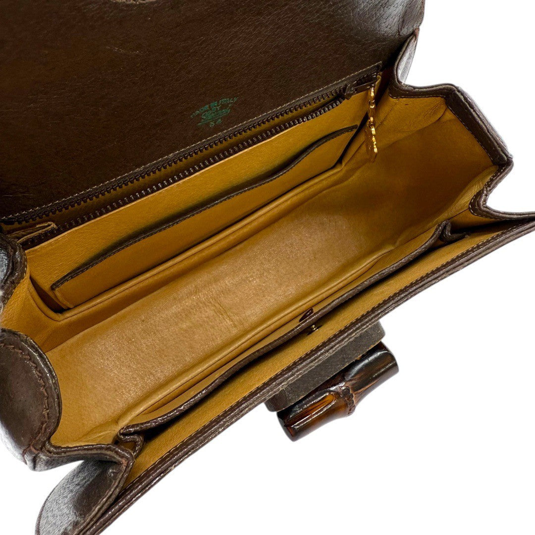 オールドグッチ バンブー ハンドバッグ ターンロック ブラウン レディース グッチ