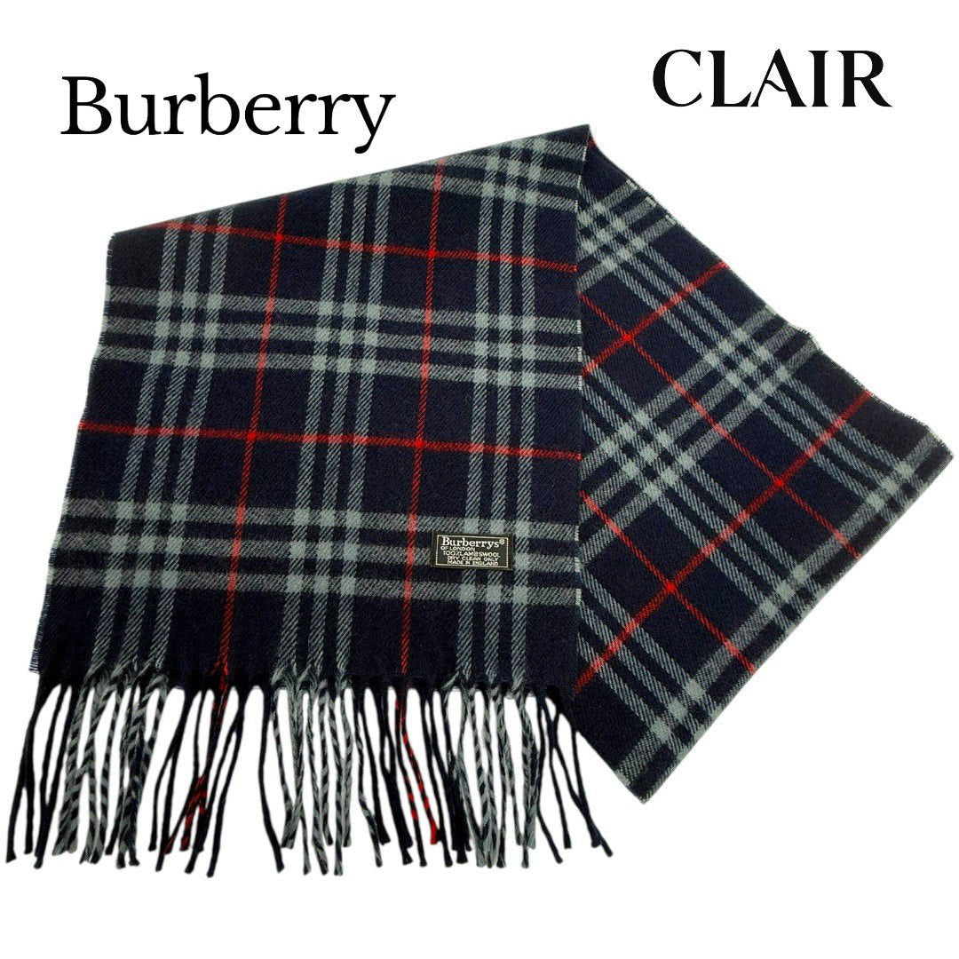 【美品】バーバリー マフラー ノバチェック 紺 ネイビー レディース 男女兼用