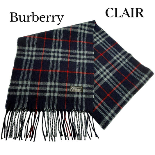 【美品】バーバリー マフラー ノバチェック 紺 ネイビー レディース 男女兼用