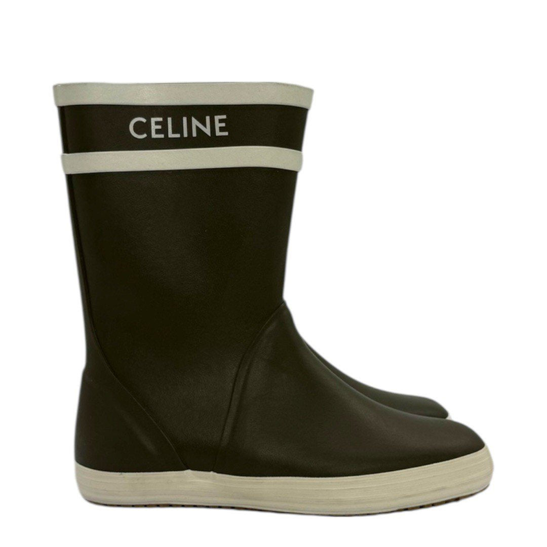 【美品】 セリーヌ レインブーツ 長靴 雨具 雨靴 傘 カーキ 23cm レディース