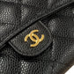 シャネル マトラッセ ミディアム クラシック フラップ ウォレット 三つ折り財布 キャビアスキン ブラック ゴールド金具