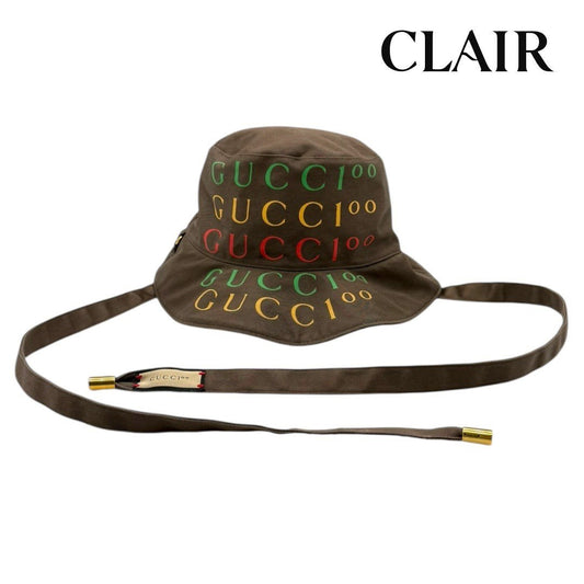 グッチ ロゴハットコットン 100周年記念 ブラウン 679993