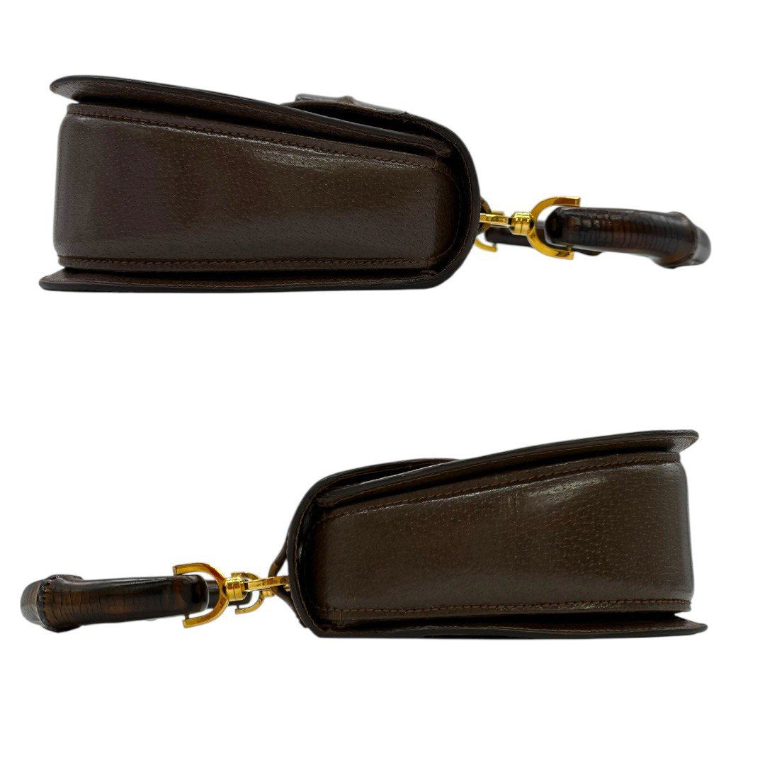 オールドグッチ バンブー ハンドバッグ ターンロック ブラウン レディース グッチ