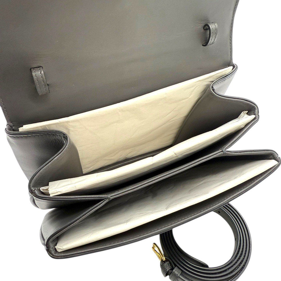 セリーヌ 斜め掛け ショルダーバッグ  ダブゥ バッグ レザーバッグ ポシェット グレー レディース