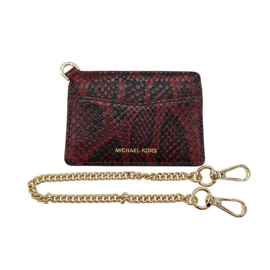 【未使用品】マイケルコース カードケース付き 長財布 財布 札入れ ウォレット レディース ボルドー ヘビ柄