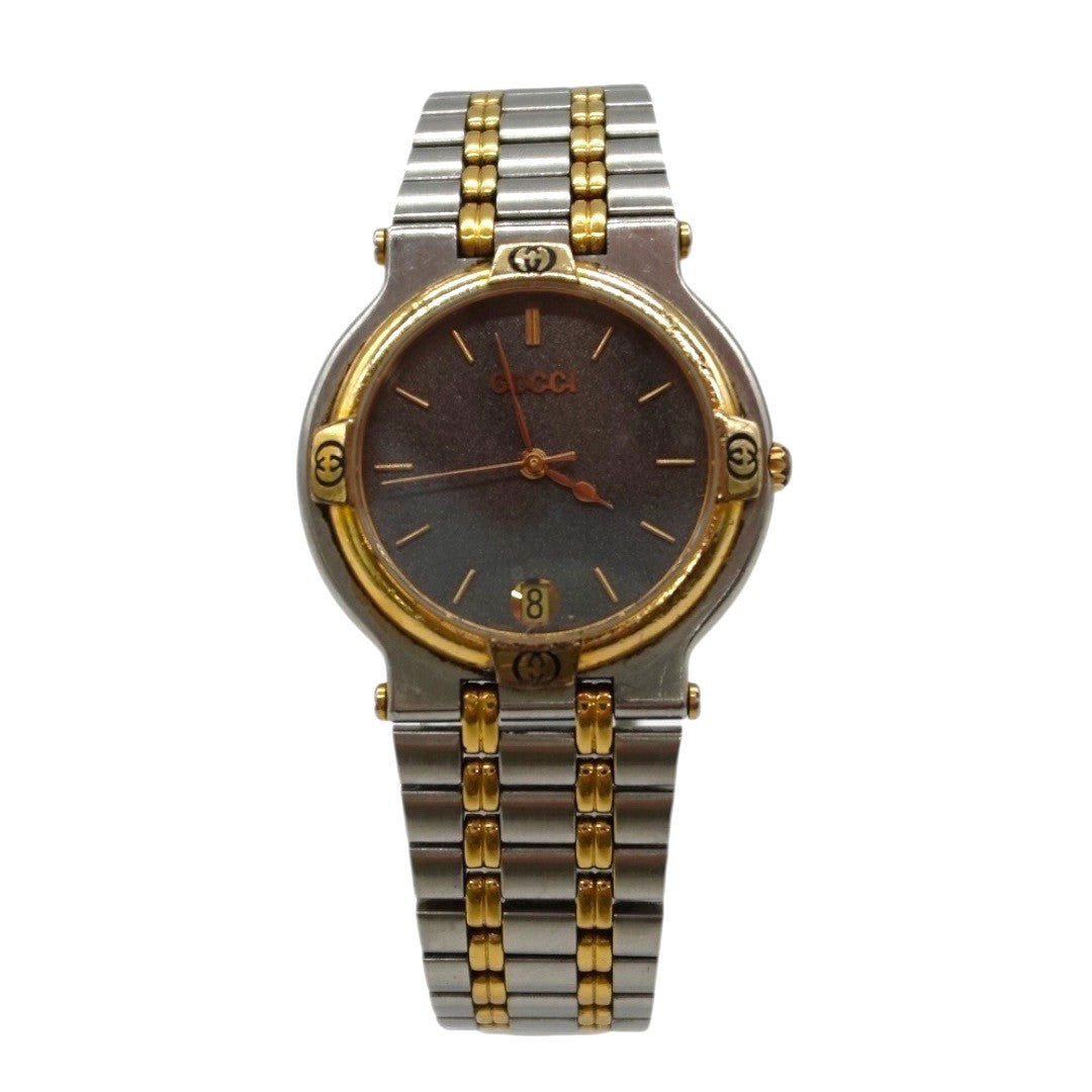 グッチ 腕時計 9000M クォーツ 黒文字盤 コンビカラー ユニセックス グッチ時計