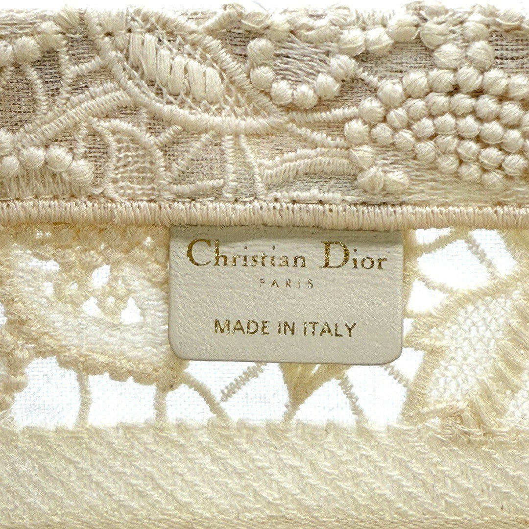 ディオール マクラメレース ブックトート スモール ホワイト キャンバス 白 レディース