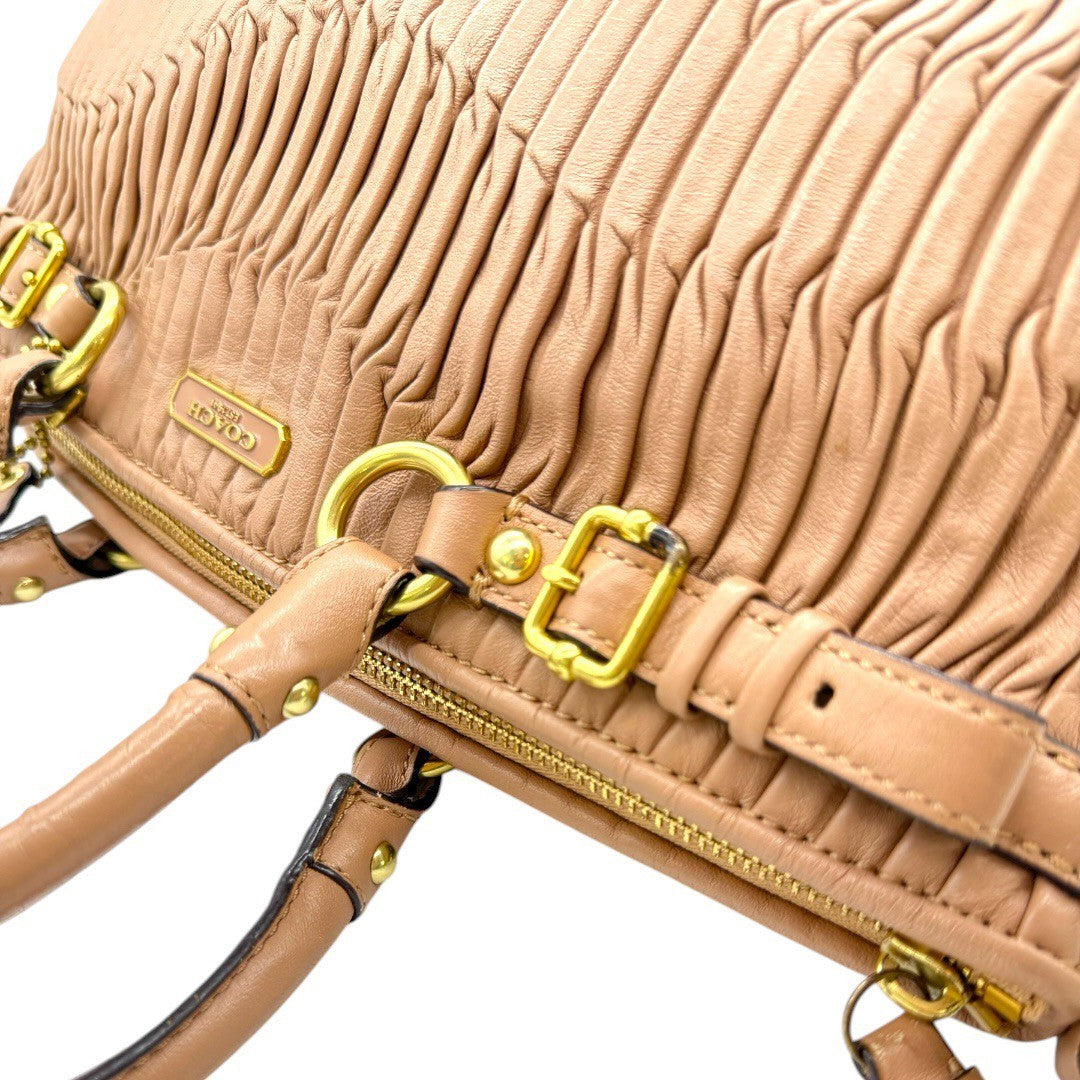 【美品】コーチ 2Way  ショルダーバッグ ハンドバッグ 15942 マディソン レザー ギャザー  ベージュ  レディース