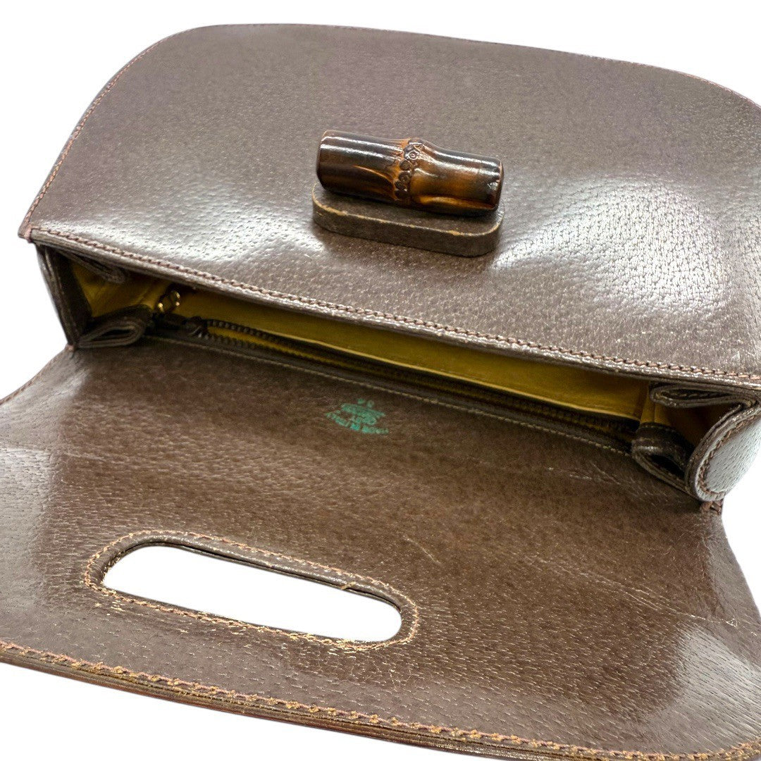 オールドグッチ バンブー ハンドバッグ ターンロック ブラウン レディース グッチ