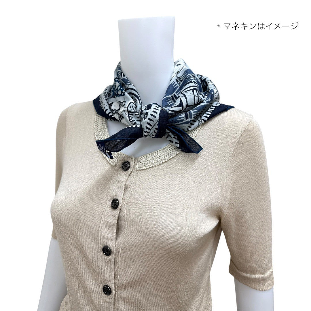 エルメス カレ65 Le Boubou H スカーフ ネイビー メンズ レディース