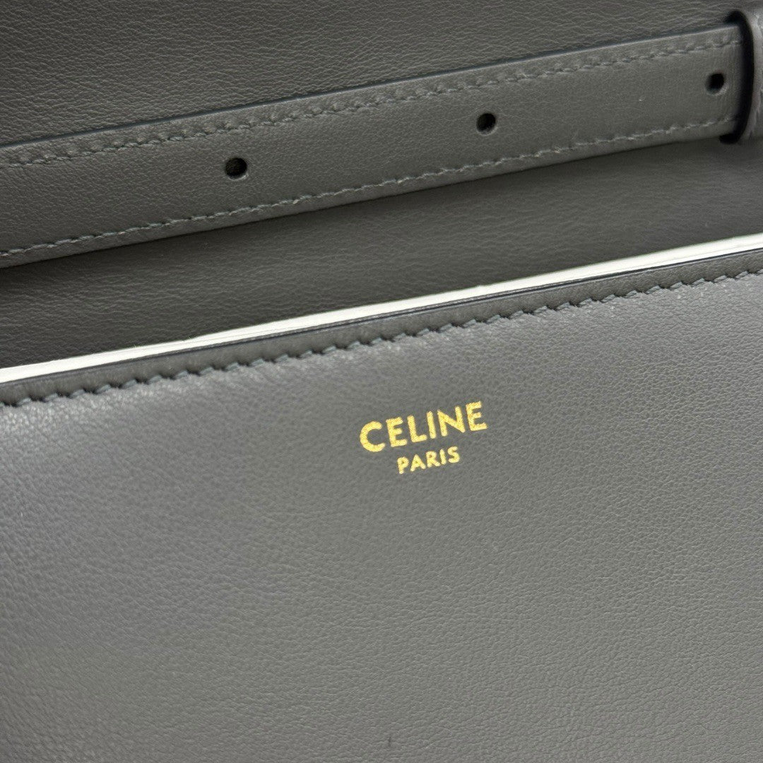 セリーヌ 斜め掛け ショルダーバッグ  ダブゥ バッグ レザーバッグ ポシェット グレー レディース