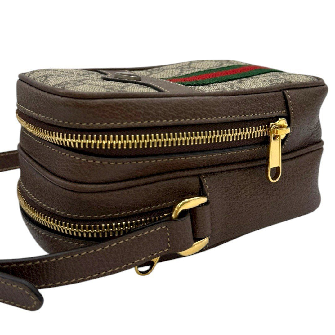 グッチ オフィディア GGスプリーム ミニショルダーバッグ ベージュ ブラウン ゴールド金具 レディース