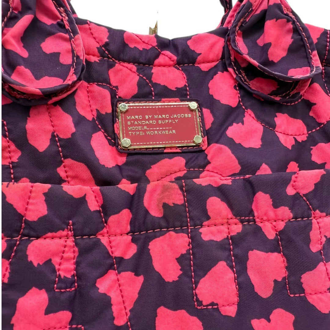 マークバイマークジェイコブス ハート総柄 キルティング トートバッグ 紫×ピンク レディース