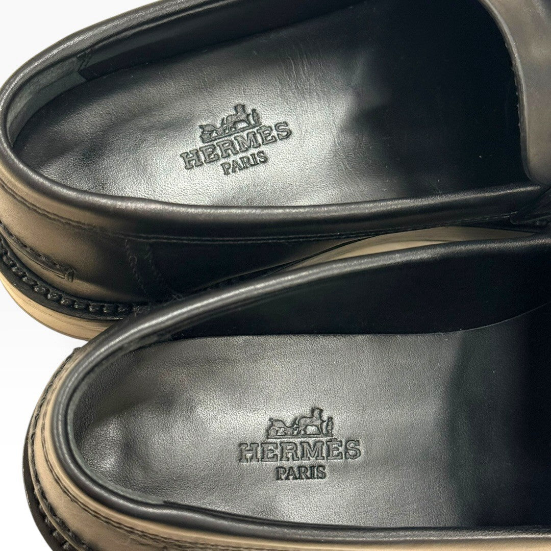 【美品】エルメス ホット モカシン ローファー レザー/ブラック SV金具 サイズ36
