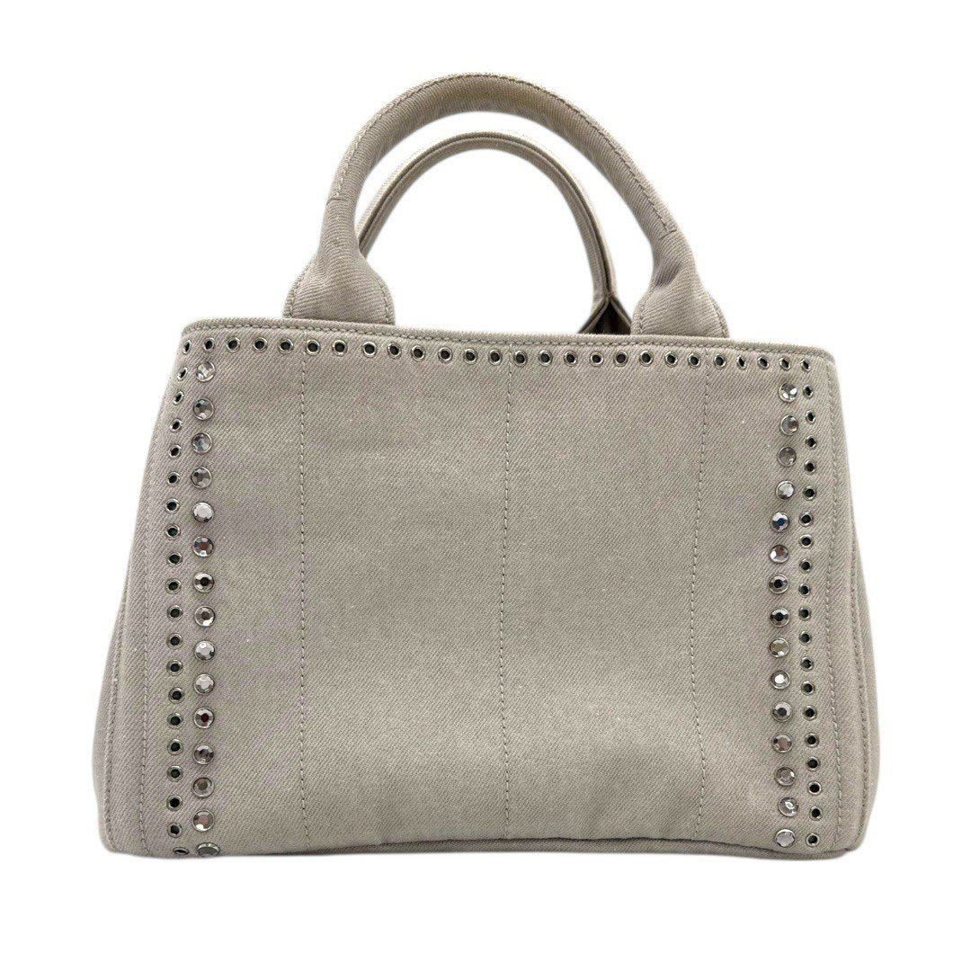 プラダ カナパ デニム カナパスタッズ トート ヌーブ グレー 2wayバッグ ショルダーバッグ ハンドバッグ