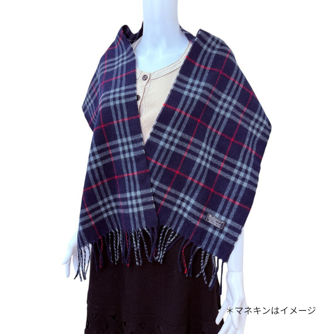 【美品】バーバリー マフラー ノバチェック 紺 ネイビー レディース 男女兼用