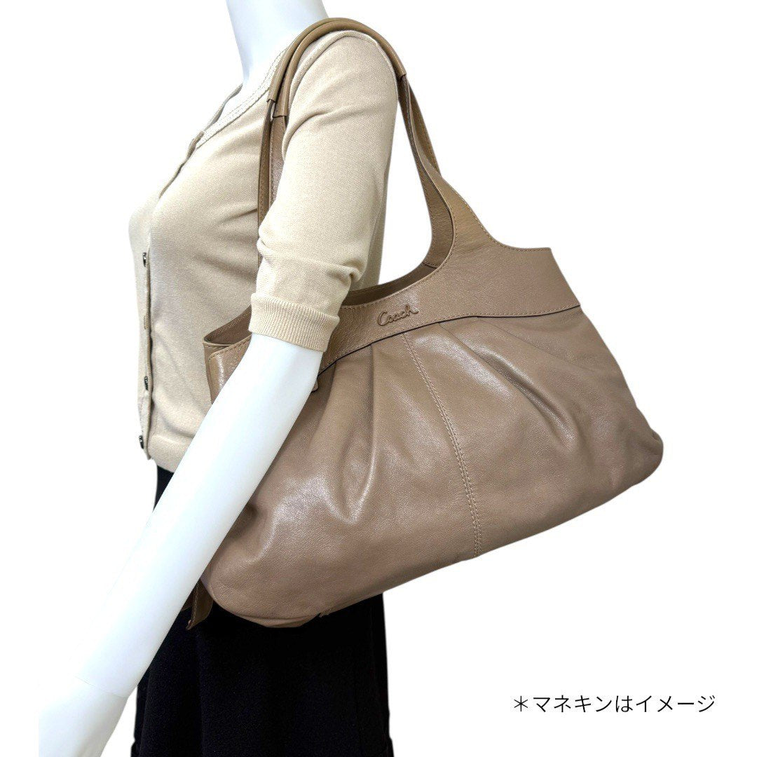 コーチ レザートートバッグ ベージュ 肩掛け F14052