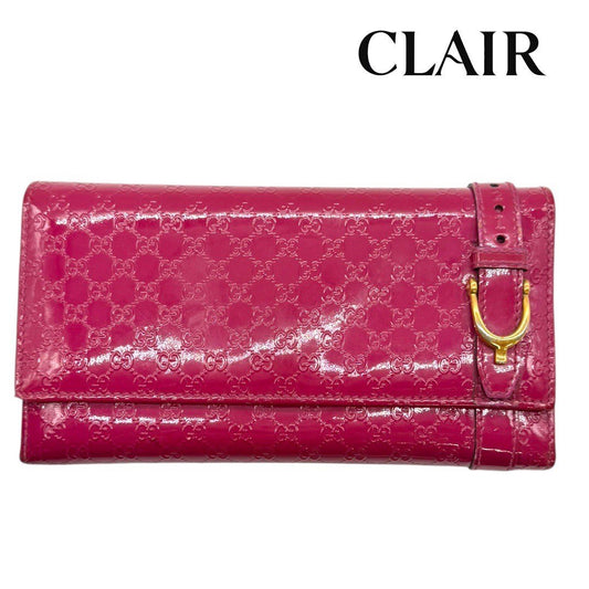 グッチ マイクログッチシマ 長財布 309760 パテントレザー ピンク