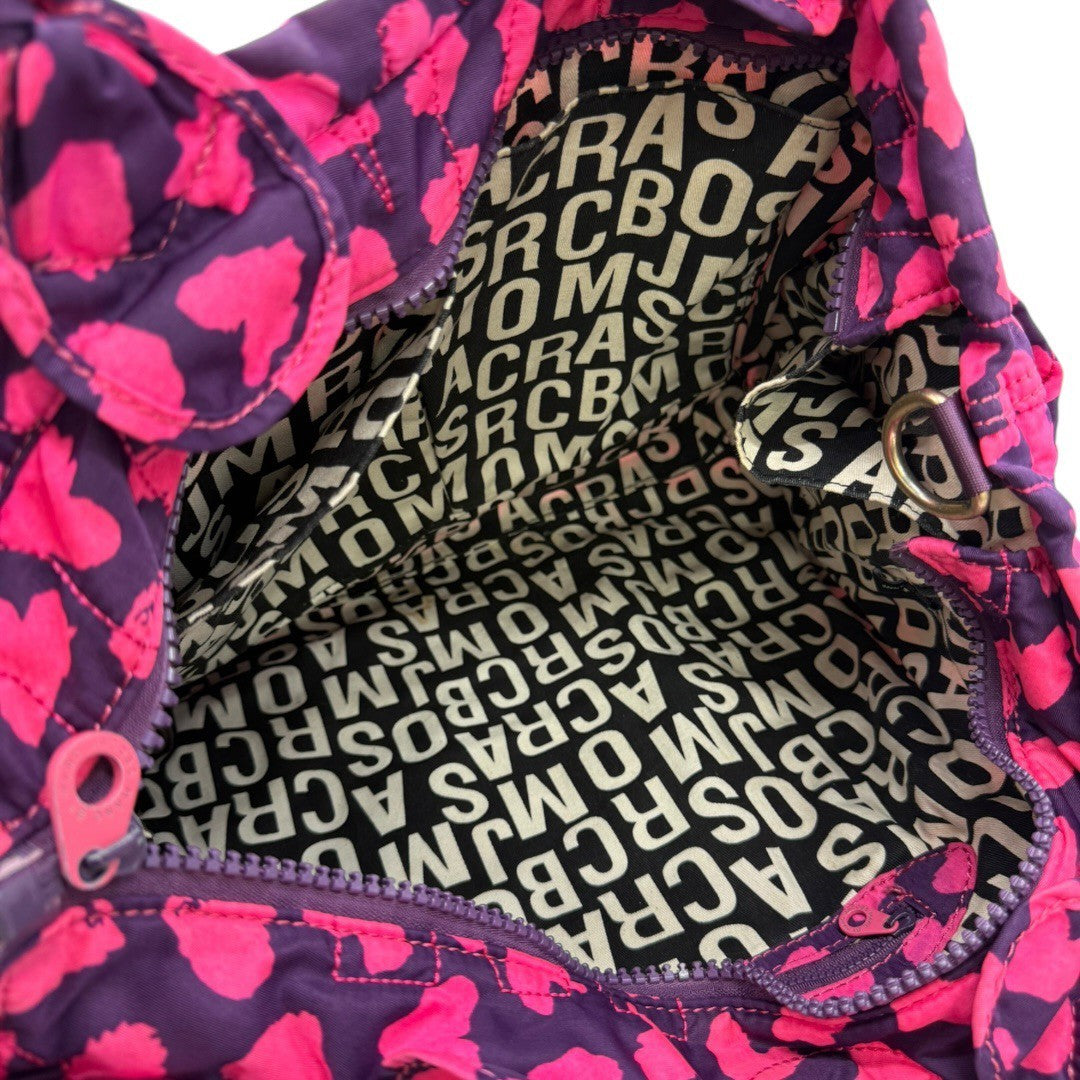 マークバイマークジェイコブス ハート総柄 キルティング トートバッグ 紫×ピンク レディース