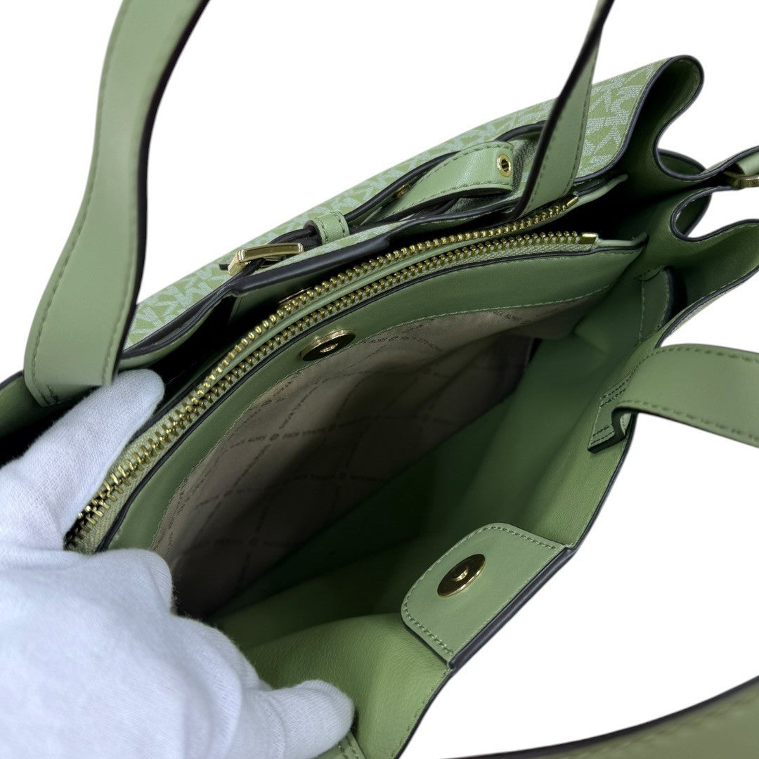 【美品】マイケルコース MKロゴ ハンドバッグ ショルダーバッグ 2WAY グリーン レディース