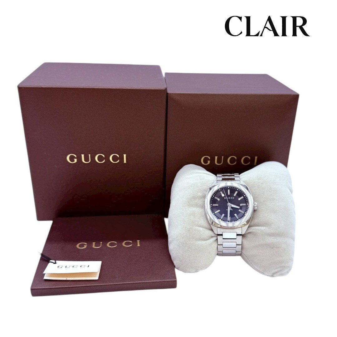 グッチ 腕時計 142.4/16515855　SS/QZ/黒 文字盤 メンズ