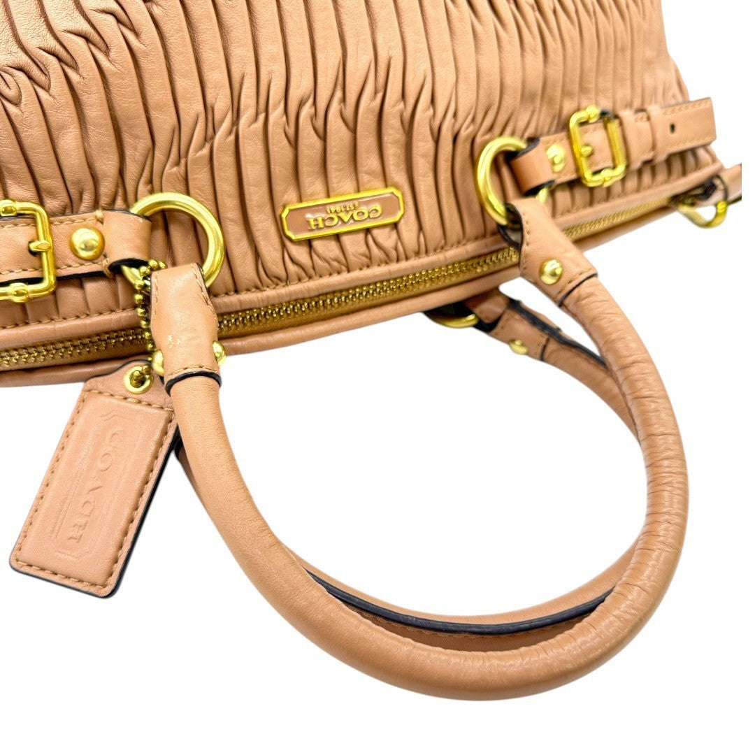 【美品】コーチ 2Way  ショルダーバッグ ハンドバッグ 15942 マディソン レザー ギャザー  ベージュ  レディース