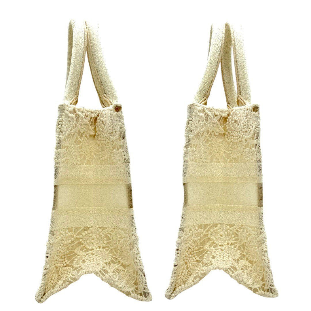 ディオール マクラメレース ブックトート スモール ホワイト キャンバス 白 レディース