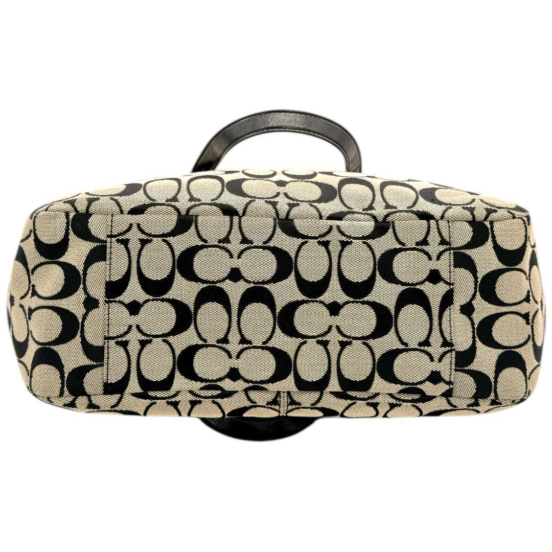 【美品】コーチ シグネチャー トートバッグ キャンバス 黒 ブラック レディース