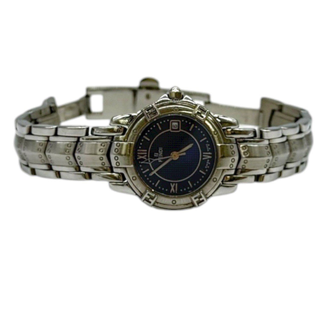 フェンディ 腕時計 FF ステンレスベルト シルバー ブルー スイス製 レディース