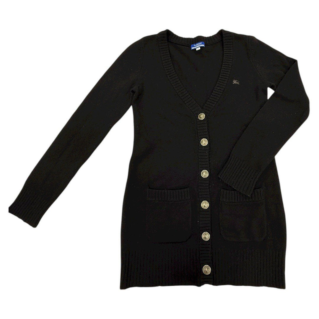 バーバリーブルーレーベル ウール ニット カーディガン Vネック 38 ブラック レディース