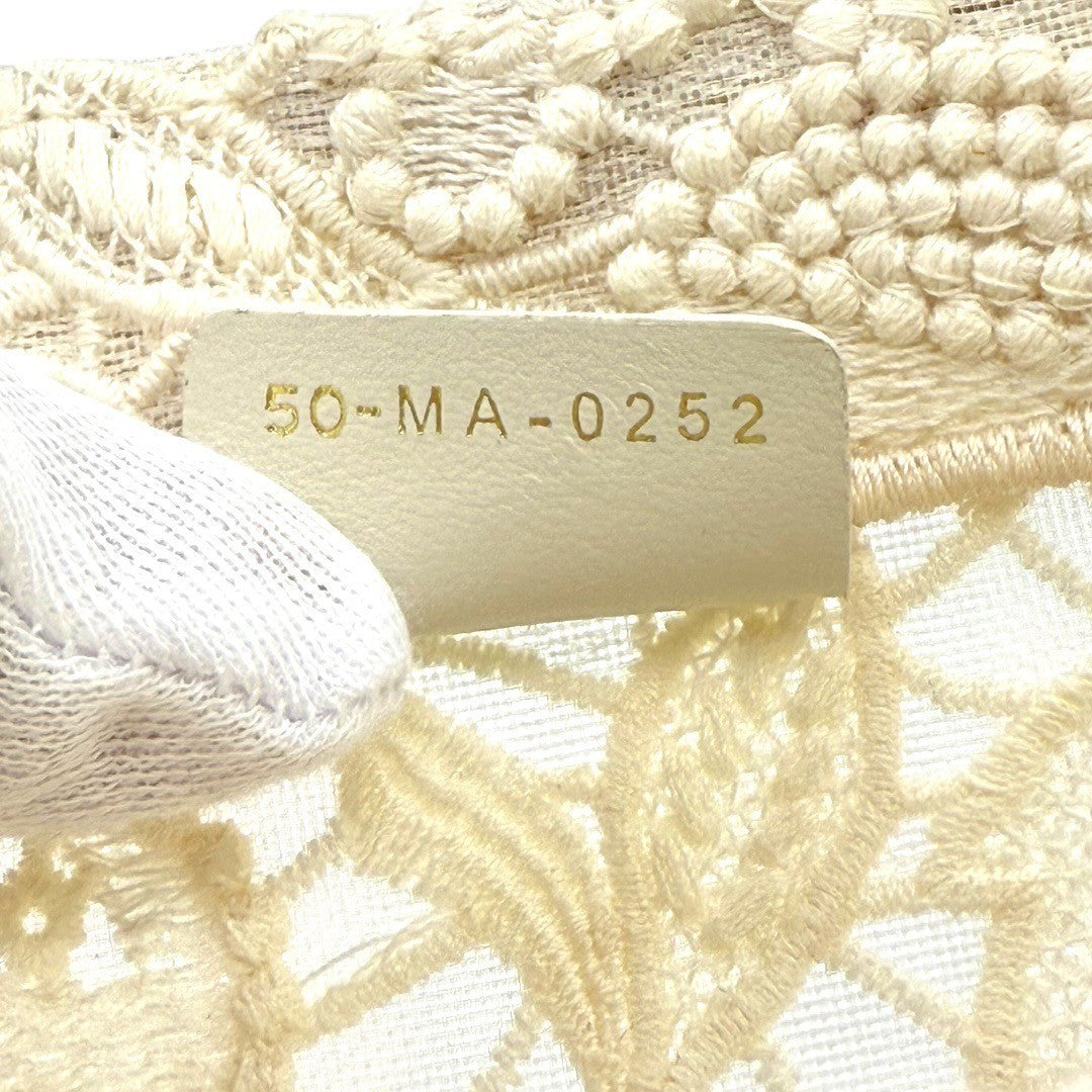 ディオール マクラメレース ブックトート スモール ホワイト キャンバス 白 レディース