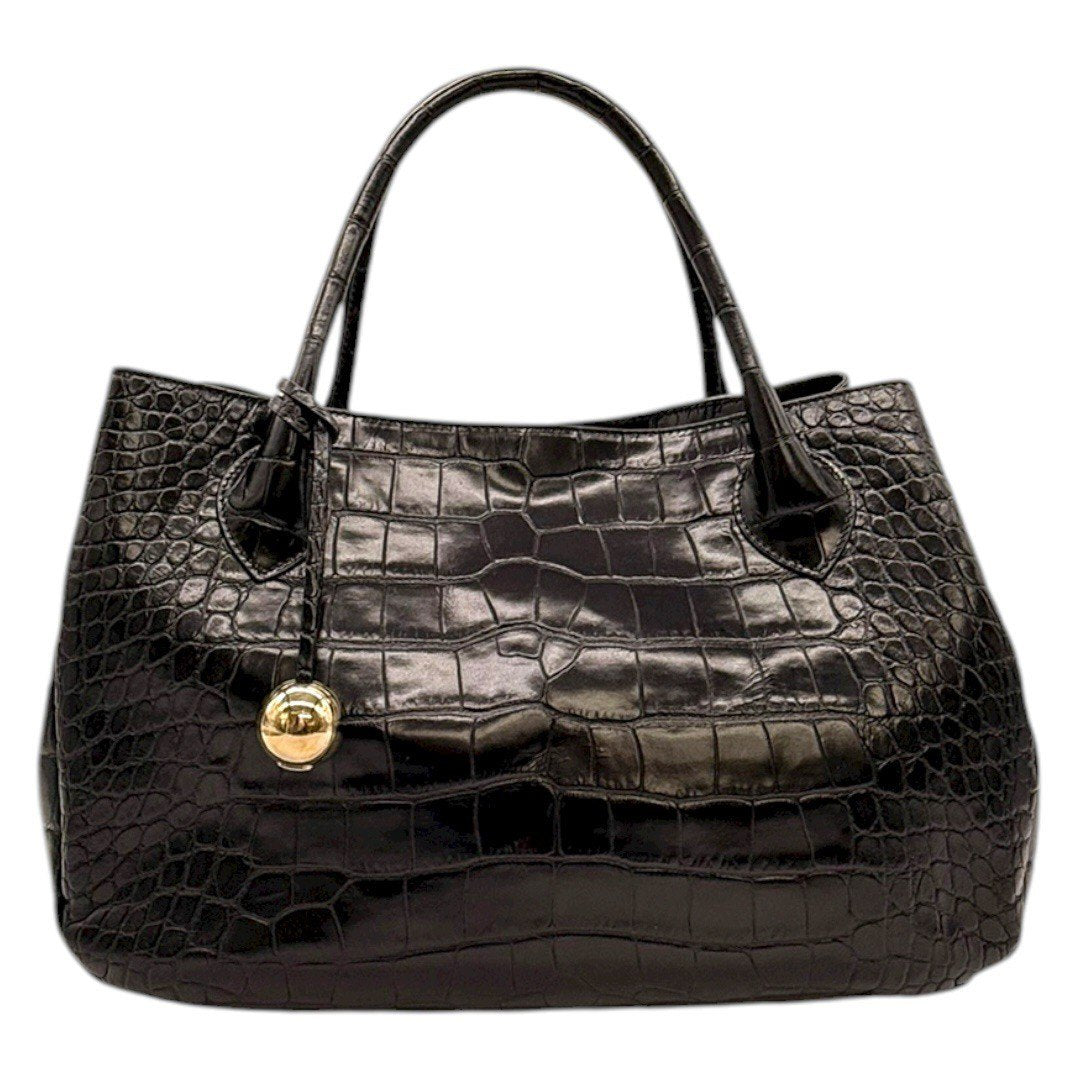 フルラ バッグ ハンドバッグ ショルダーバッグ トートバッグ 黒 ブラック レザー クロコ調  レディース